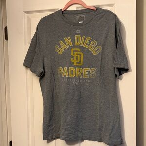 Majestic San Diego Padres Heather Gray Tee with Yellow Logo